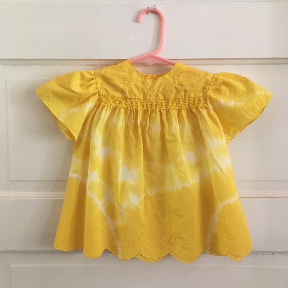 Up-Cycled Naturally Dyed Infant Shirt with Embroidered Edges